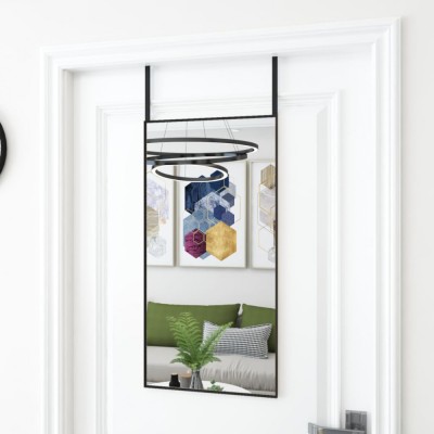 vidaXL Oglindă pentru ușă, negru, 40x80 cm, sticlă și aluminiu foto