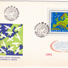 1975 Romania FDC colita nedantelata CSCE Conferinta Securitate Helsinki, LP 892