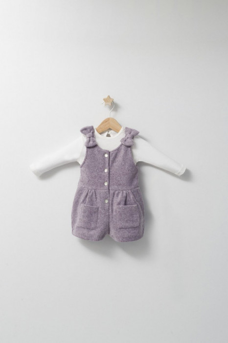 Set elegant cu salopeta si bluzita pentru bebelusi Ballon, Tongs baby (Marime: 3-6 Luni, Culoare: Somon)