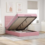 Pat Otoman vidaXL 140x200 cm Catifea Roz cu Saltea &amp; Topper, Spatiu Depozitare