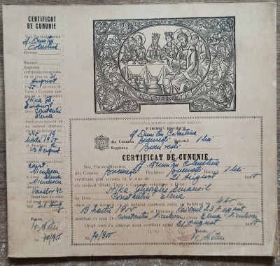 Dosar cu 25 certificate de cununie de la Biserica Sf. Dumitru Colentina anii &amp;#039;50 foto