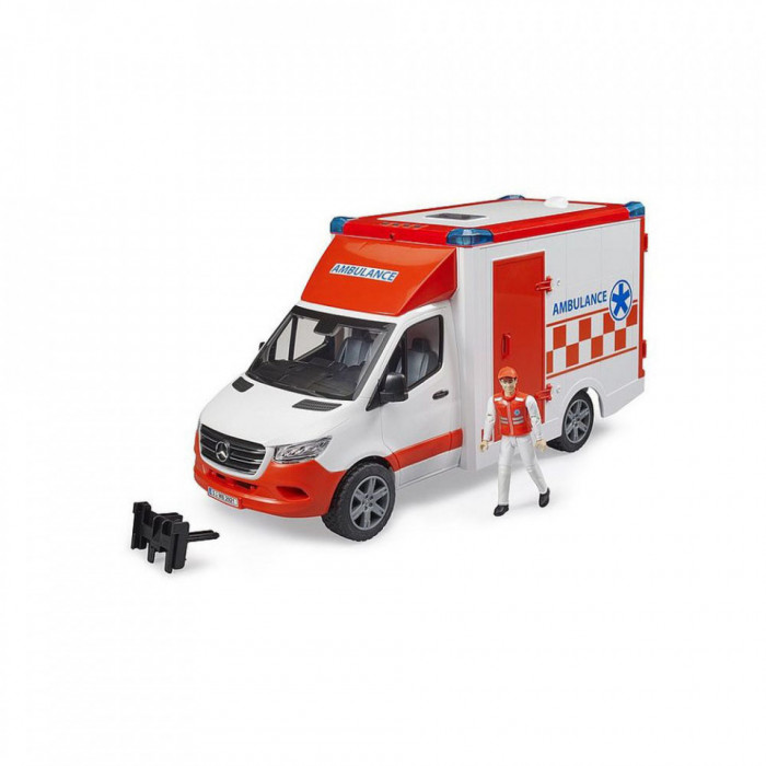 Bruder - Ambulanta Mercedes Benz Cu Sofer Si Sirena