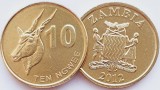 1675 Zambia 10 Ngwee 2012 eland km 206 UNC, Africa