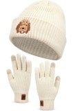 Set pălărie și mănuși cadou pentru femei cu Cocker Spaniel, pălărie de iarnă caldă brodată și mănuși tricotate