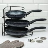 Suport organizator pentru tigai, 4 nivele, din otel, Kinghoff