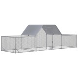 PawHut Enclos poulailler chenil voli&egrave;re ext&eacute;rieur 12,5 m&sup2; pentru 12-15 păsări 6,6 x 1,9 x 1,95 m oțel galvanizat | Aosom Romania