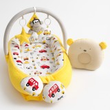 Cumpara ieftin Babynest pentru bebelusi MyKids Cars Yellow cu arcada si pernita