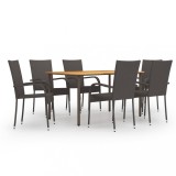 vidaXL Set mobilier de grădină, 7 piese, maro, poliratan