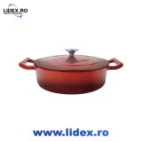 Cratita din fonta cu capac Grunberg GR8627, 26 cm, 3.3 L, grena