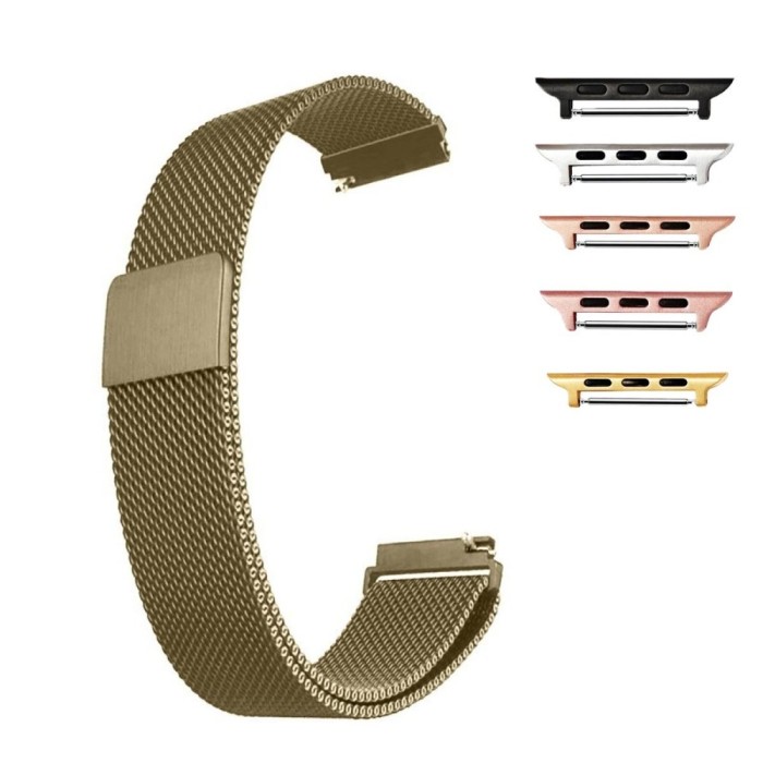 Curea Milanese Loop, compatibila Apple Watch 10, 42mm, Retro Gold