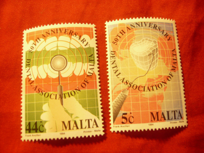 Serie Malta 1994 - 50 Ani Asociatia Stomatologilor, 2 valori
