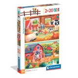 Set puzzle animale de la ferma Clementoni The Farmyard Family 2 in 1 2x20 piese