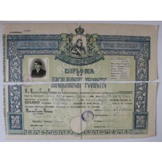 DIPLOMA DE BACALAUREAT , LICEUL &#039; B.P. HASDEU &#039; DIN BUZAU , 1945