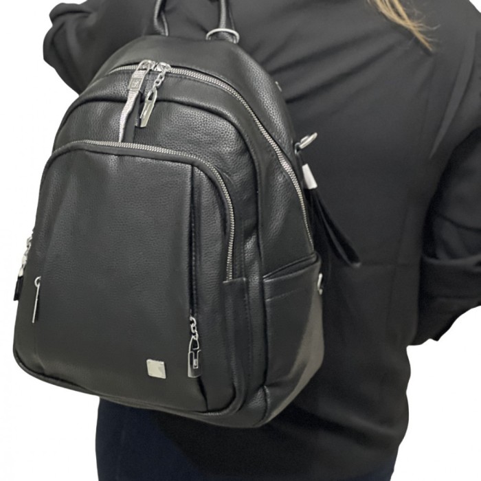 Ghiozdan tip rucsac de dama din Imitatie de Piele, Micutz&reg;, Bine Compartimentat, Impermeabil, Usor, 28x34x15 cm