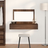 Masa toaleta suspendata vidaXL, stejar maro, 100x40x70 cm, cu sertar si oglinda, lemn masiv