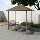 VidaXL Pavilion grădină masă/bănci, gri taupe, 2,5x1,5x2,4 m, 180 g/m&sup2;