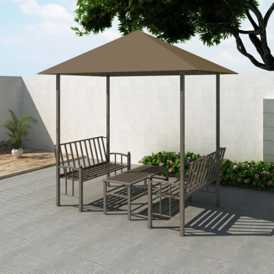 vidaXL Pavilion grădină masă/bănci, gri taupe, 2,5x1,5x2,4 m, 180 g/m&amp;sup2; foto