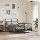Cumpara ieftin Cadru pat metalic cu tăblie de cap/picioare, negru, 120x200 cm