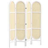 HOMCOM Paravent interior din lemn 4 panouri 170 x 160 cm pliabil și portabil, model țesut manual, alb | Aosom Romania