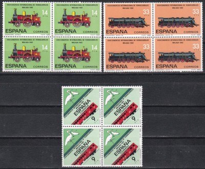Spania 1982 - Congresul Internațional al Căilor Ferate, Malaga, bloc de 4, MNH foto