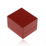 Cutiuță de cadou pentru cercei, suprafața din imitație de piele de culoare roșu-&icirc;nchis, caneluri