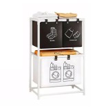Raft pentru baie cu cos de rufe, doua straturi, cadru de otel inoxidabil, 97x28x57 cm, alb, Oem