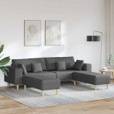 VidaXL Sofa din material textil cu pernă Gri &icirc;nchis 208 cm țesătură