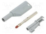 Conector banană 4mm 24A 1kV DC gri Hirschmann T&amp;M