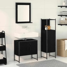 vidaXL Set de mobilier pentru baie 3 pcs Negru 33 x 33 x 102.5 cm