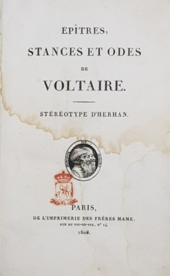 EPITRES , STANCES , ET ODES de VOLTAIRE , STEREOTYPE D &amp;#039; HERNAN, 1808 foto