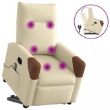 VidaXL Fotoliu masaj rabatabil cu ridicare, crem, material textil