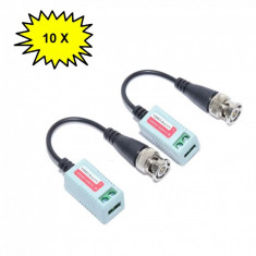 Pachet 10 x set videobalun cu fir HD-CVI HDTVI AHD