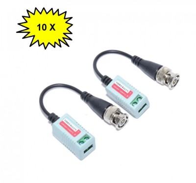 Pachet 10 x set videobalun cu fir HD-CVI HDTVI AHD foto