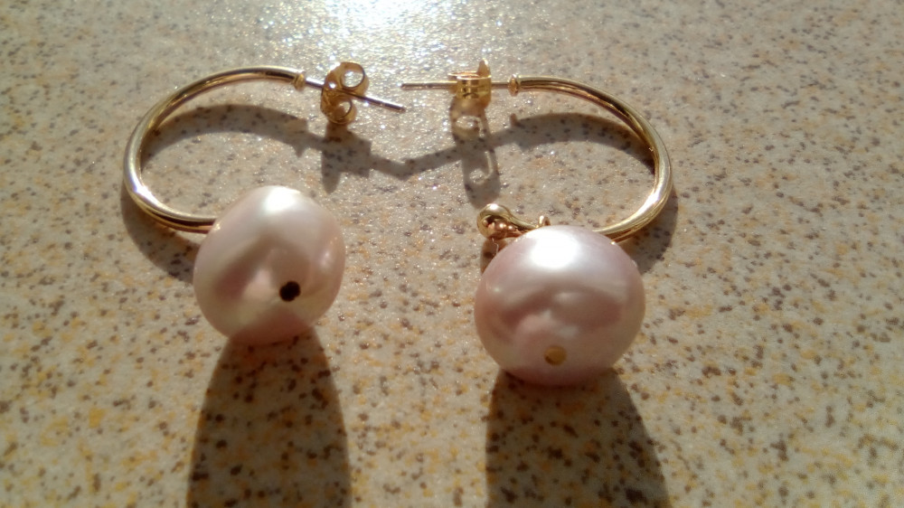 Cercei de lux cu perle naturale baroque placati cu aur de 18 k | Okazii.ro
