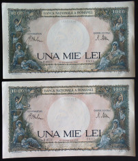 Lot/Set 2 Bancnote Serii Consecutive 1000 Lei- ROMANIA, anul 1941 *cod 102c-AUNC foto