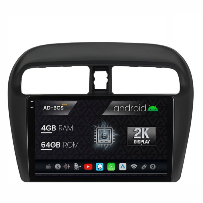 Navigatie 2K Mitsubishi Space Star Mirage Attrage, Android OS, S-Quadcore 4GB RAM + 64GB ROM, 9.5 Inch - AD-BGS90042K+AD-BGRKIT267V3