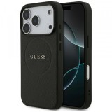 Husa MagSafe pentru Apple iPhone 17 Pro, Guess, Grained Gold Ring, Neagra