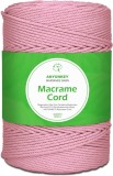 Rola de macrame pentru mestesuguri ANYUNKEY, bumbac, roz, 400m x 3 mm