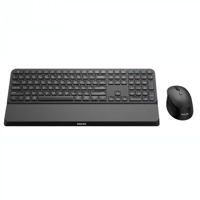 Kit tastatura si mouse wireless Philips wireless negru SPT6607