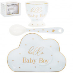 Set cadou bebelus, Lesser & Pavey, bleu si auriu, ceramica, 15 x 8 x 10.5 cm, Hello Baby Boy