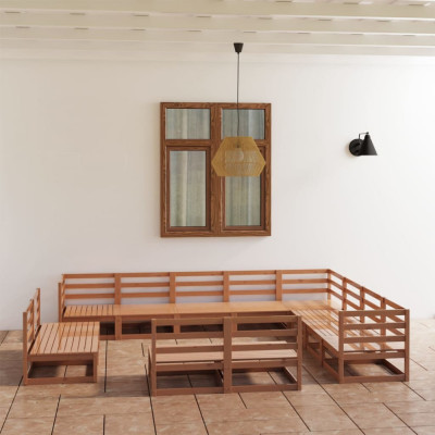 vidaXL Set mobilier de grădină, 12 piese, maro miere, lemn masiv pin foto