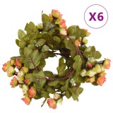 VidaXL Ghirlande de flori de Crăciun, 6 buc., roșu apus soare, 215 cm