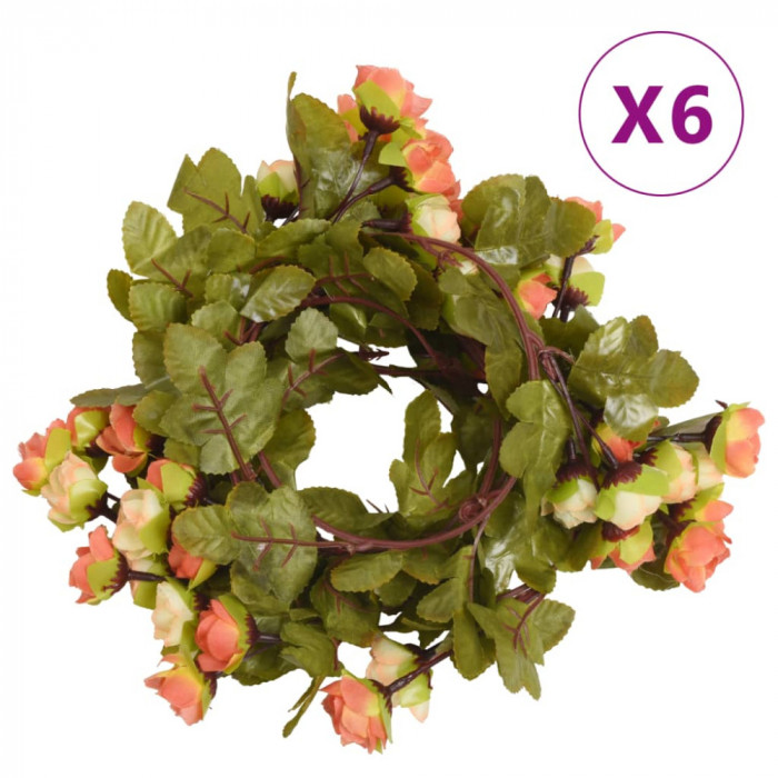 vidaXL Ghirlande de flori de Crăciun, 6 buc., roșu apus soare, 215 cm 359063