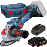 Bosch GWX 18V-15 SC X-LOCK BITURBO - Polizor unghiular 125 mm valiza speciala + Set 2 acumulatori si incarcator Li-Ion 18 V 5 Ah
