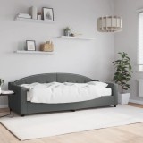 vidaXL Pat de zi cu saltea, gri &icirc;nchis, 80x200 cm, textil