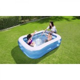 Piscina gonflabila IDL Little Family Fun, 506 l, 201 x 150 x 51 cm, Dreptunghiulara, Albastru-Alb, Vinil