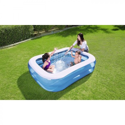 Piscina gonflabila IDL Little Family Fun, 506 l, 201 x 150 x 51 cm, Dreptunghiulara, Albastru-Alb, Vinil foto