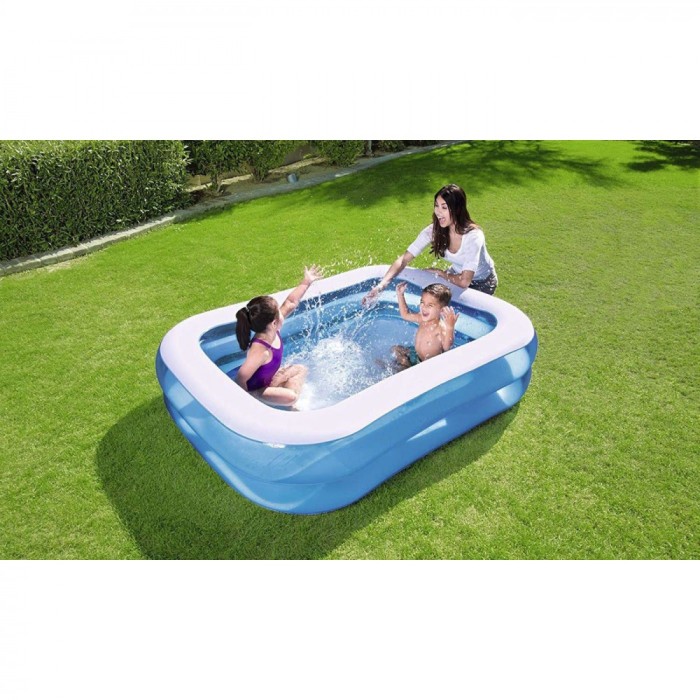 Piscina gonflabila IDL Little Family Fun, 506 l, 201 x 150 x 51 cm, Dreptunghiulara, Albastru-Alb, Vinil