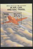 Maldive 2000-Aviatie,Repere ale secolului XX,colita dant.,MNH,Mi.Bl.476, Nestampilat