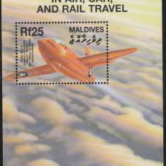 Maldive 2000-Aviatie,Repere ale secolului XX,colita dant.,MNH,Mi.Bl.476